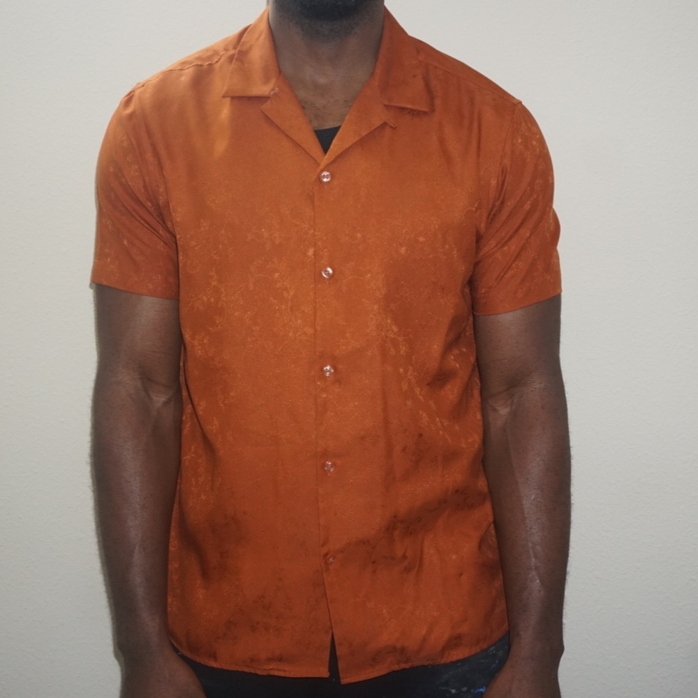 Men's Orange Short Sleeve Shirt